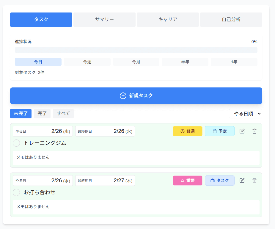 キャリア＆タスク管理アプリケーション